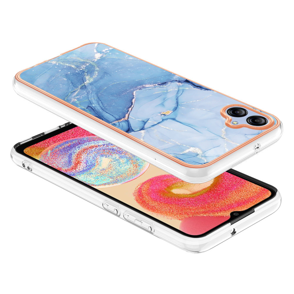 For Samsung Galaxy A04e 4G / F04 4G / M04 4G YB IMD Series-16 Style E Marble Pattern TPU IMD Phone Case 2.0mm Electroplating Cover For Samsung Galaxy A04e 4G / F04 4G / M04 4G YB IMD Series-16 Style E Marble Pattern TPU IMD Phone Case 2.0mm Electroplating Cover